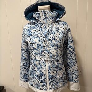 Obermeyer Kids' Ski Jacket in Blue and White Pattern